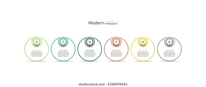 Infografik-Design-Vorlage für das Präsentationsgeschäft mit 6 Schritten