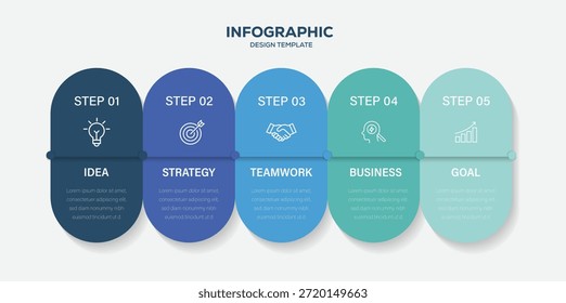 Plantilla de diseño de infografía de presentación de negocios con 5 opciones. Ilustración vectorial de elementos infográficos.