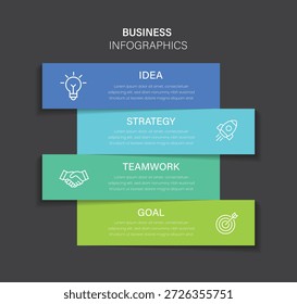 Apresentação Modelo de design de infográfico de negócios com 4 opções, etapas ou processos. 