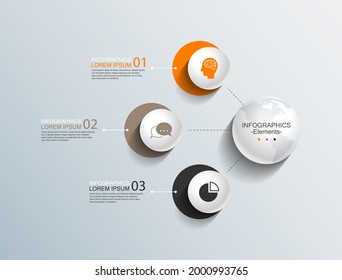 Presentation business infographic  elements with 3 step