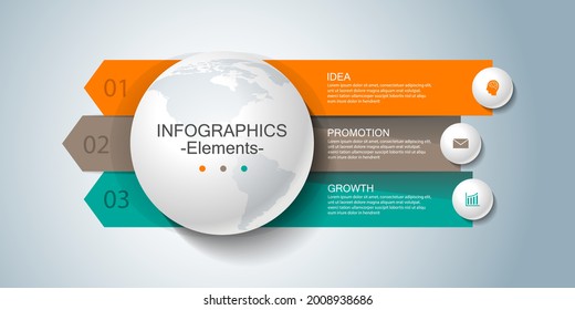Presentation business infographic elements with 3 step