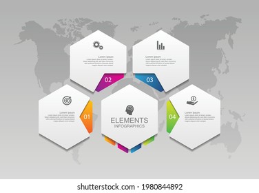 Presentación de elementos de infografía de negocios con 4 pasos
