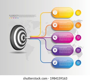 Presentación de elementos de infografía de negocios con 5 pasos