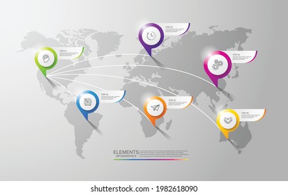 Presentation business infographic  elements with 6 step