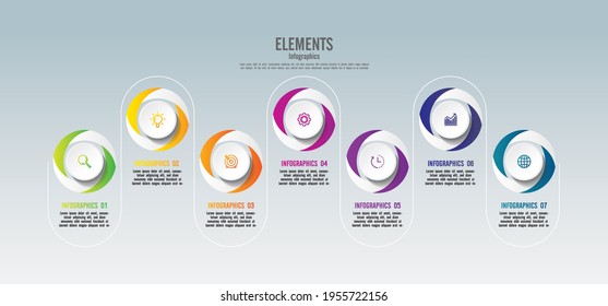 Presentation business infographic elements circle colorful with 7 step