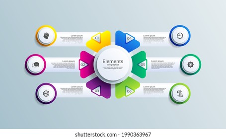 Presentation business infographic elements circle colorful with 6 step
