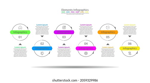 Presentation business infographic elements circle colorful  with 6 step