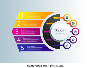 Presentation business infographic elements colorful with 5 step