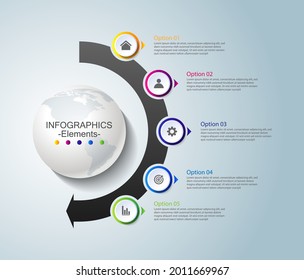Presentation business infographic elements colorful  with 5 step