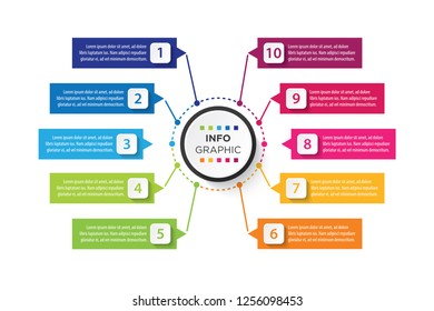Presentation business infographic template with 10 options. Vector illustration.