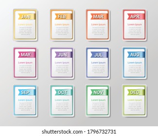 Presentation business infographic template for 12 months, 1 year, can be used for Business concept with 12 options, steps or processes.