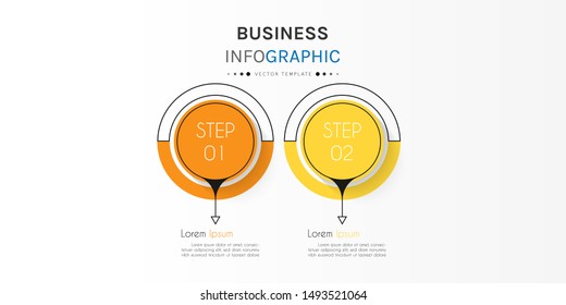 Presentation business infographic template with 2 options or steps. Can be used for workflow layout, diagram, business step options, banner, web design. Vector illustration.