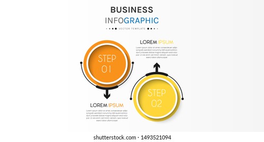 Presentation business infographic template with 2 options or steps. Can be used for workflow layout, diagram, business step options, banner, web design. Vector illustration.