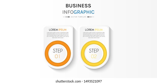 Presentation business infographic template with 2 options or steps. Can be used for workflow layout, diagram, business step options, banner, web design. Vector illustration.