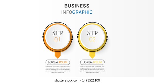 Presentation business infographic template with 2 options or steps. Can be used for workflow layout, diagram, business step options, banner, web design. Vector illustration.