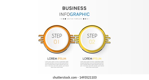Presentation business infographic template with 2 options or steps. Can be used for workflow layout, diagram, business step options, banner, web design. Vector illustration.