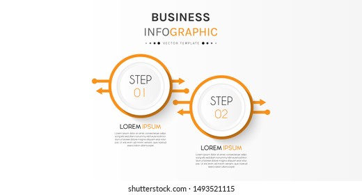 Presentation business infographic template with 2 options or steps. Can be used for workflow layout, diagram, business step options, banner, web design. Vector illustration.