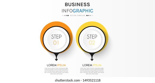 Presentation business infographic template with 2 options or steps. Can be used for workflow layout, diagram, business step options, banner, web design. Vector illustration.