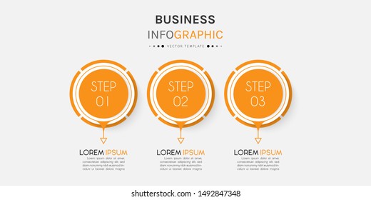 Presentation business infographic template with 3 options or steps. Can be used for workflow layout, diagram, business step options, banner, web design. Vector illustration.