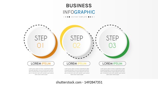 Presentation business infographic template with 3 options or steps. Can be used for workflow layout, diagram, business step options, banner, web design. Vector illustration.
