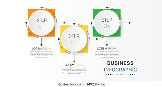 Presentation business infographic template with 3 options or steps. Can be used for workflow layout, diagram, business step options, banner, web design. Vector illustration.