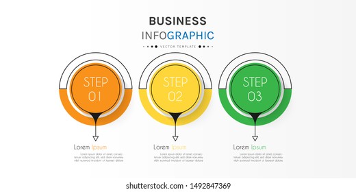 Presentation business infographic template with 3 options or steps. Can be used for workflow layout, diagram, business step options, banner, web design. Vector illustration.