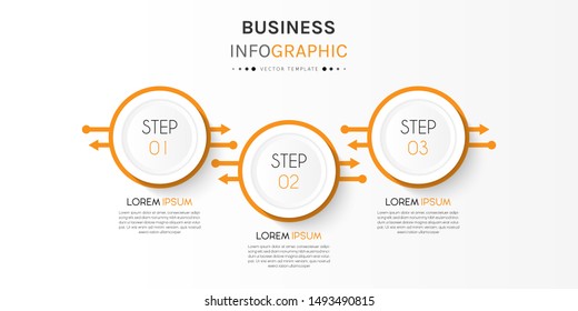 Presentation business infographic template with 3 options or steps. Can be used for workflow layout, diagram, business step options, banner, web design. Vector illustration.
