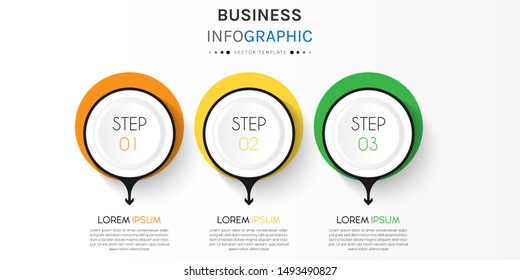 Presentation business infographic template with 3 options or steps. Can be used for workflow layout, diagram, business step options, banner, web design. Vector illustration.