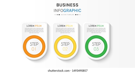 Presentation business infographic template with 3 options or steps. Can be used for workflow layout, diagram, business step options, banner, web design. Vector illustration.