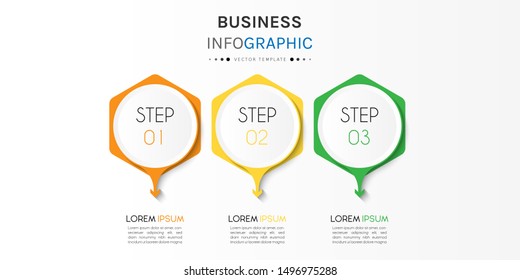 Presentation business infographic template with 3 options or steps. Can be used for workflow layout, diagram, business step options, banner, web design. Vector illustration.