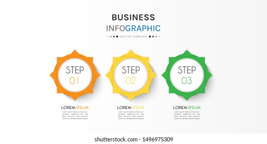 Presentation business infographic template with 3 options or steps. Can be used for workflow layout, diagram, business step options, banner, web design. Vector illustration.