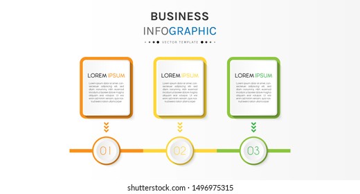Presentation business infographic template with 3 options or steps. Can be used for workflow layout, diagram, business step options, banner, web design. Vector illustration.