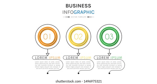 Presentation business infographic template with 3 options or steps. Can be used for workflow layout, diagram, business step options, banner, web design. Vector illustration.