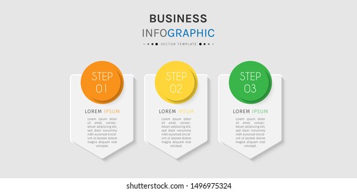 Presentation business infographic template with 3 options or steps. Can be used for workflow layout, diagram, business step options, banner, web design. Vector illustration.