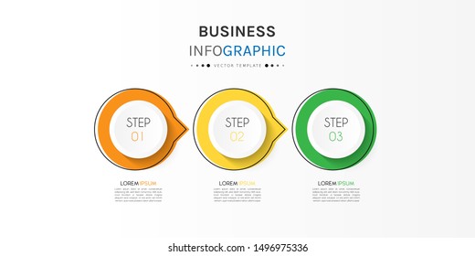 Presentation business infographic template with 3 options or steps. Can be used for workflow layout, diagram, business step options, banner, web design. Vector illustration.