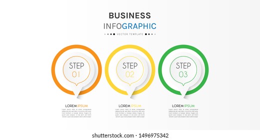 Presentation business infographic template with 3 options or steps. Can be used for workflow layout, diagram, business step options, banner, web design. Vector illustration.