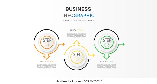 Presentation business infographic template with 3 options or steps. Can be used for workflow layout, diagram, business step options, banner, web design. Vector illustration.