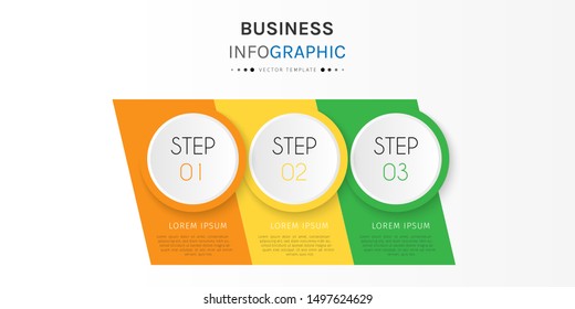 Presentation business infographic template with 3 options or steps. Can be used for workflow layout, diagram, business step options, banner, web design. Vector illustration.