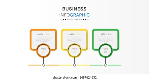 Presentation business infographic template with 3 options or steps. Can be used for workflow layout, diagram, business step options, banner, web design. Vector illustration.
