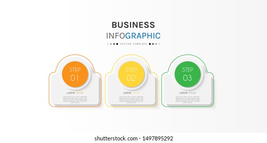 Presentation business infographic template with 3 options or steps. Can be used for workflow layout, diagram, business step options, banner, web design. Vector illustration.