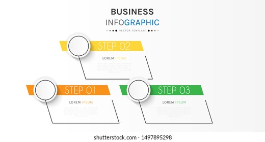 Presentation business infographic template with 3 options or steps. Can be used for workflow layout, diagram, business step options, banner, web design. Vector illustration.