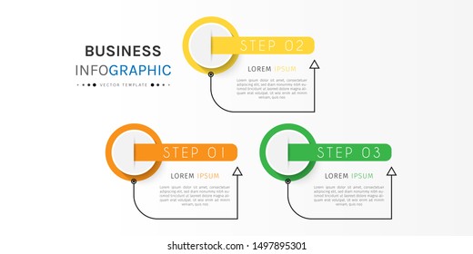 Presentation business infographic template with 3 options or steps. Can be used for workflow layout, diagram, business step options, banner, web design. Vector illustration.