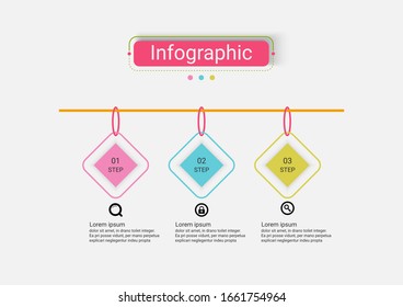 Presentation business infographic template with 3 options. Creative concept for infographics. Use workflow layout, diagram, business step options, banner, web design.