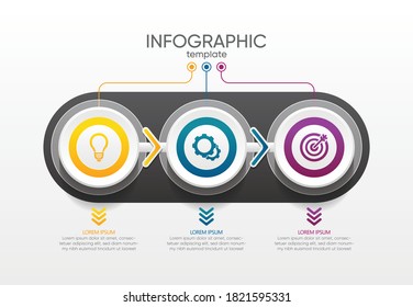 Presentation business infographic template with 3 step