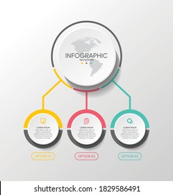 Plantilla de información de negocios de presentación con 3 pasos