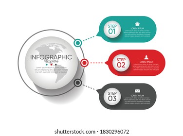Plantilla de información de negocios de presentación con 3 pasos