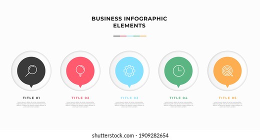 Presentation business infographic template with 3 options or steps. Modern infographic design template. Creative concept of five stages of business project