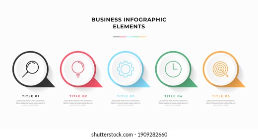 Presentation business infographic template with 3 options or steps. Modern infographic design template. Creative concept of five stages of business project