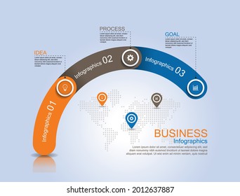 Presentation business infographic template with 3 step