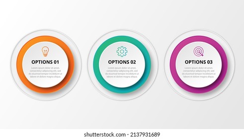 Presentación de la plantilla de infografía del negocio con 3 opciones. Ilustración vectorial.